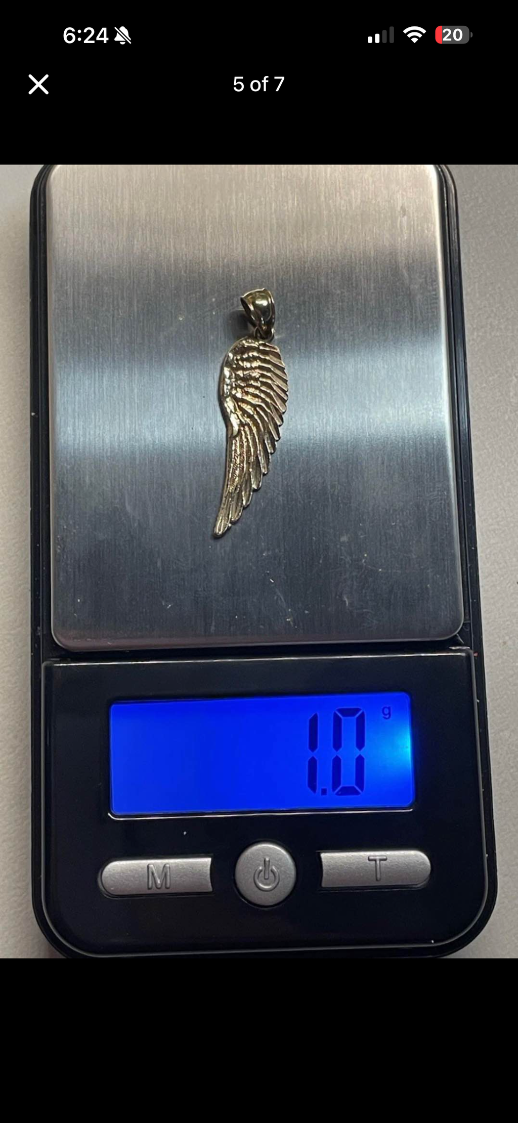 10K Gold Angel Wing Pendant