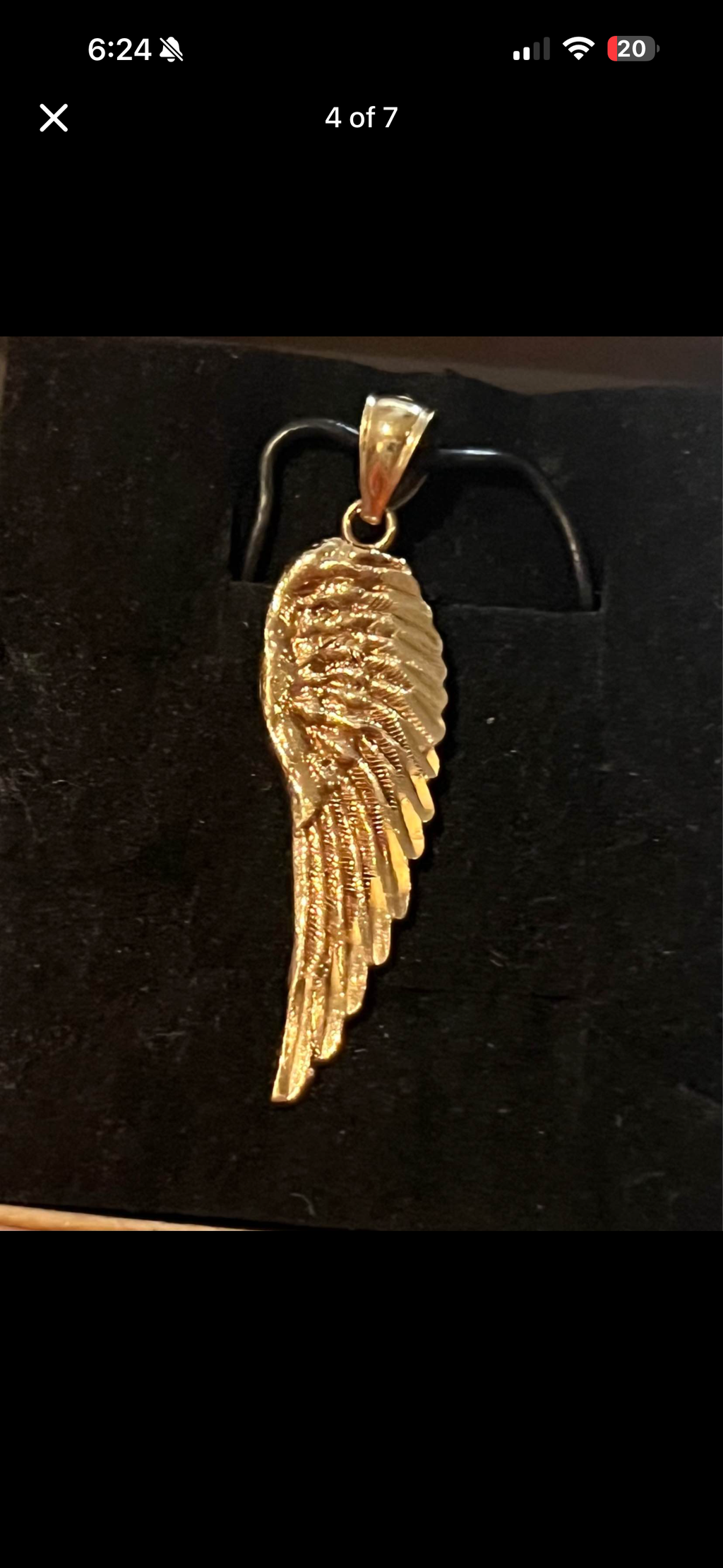 10K Gold Angel Wing Pendant