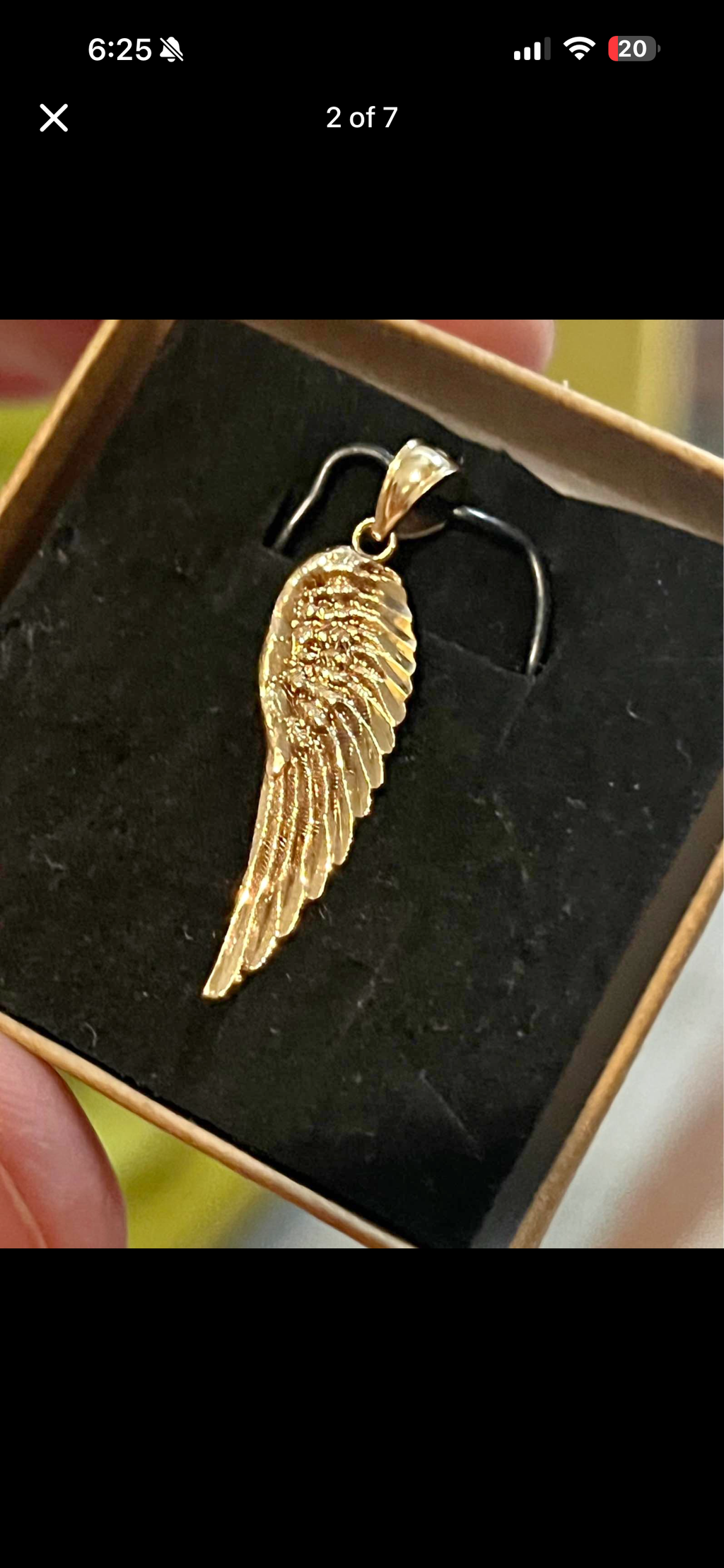 10K Gold Angel Wing Pendant